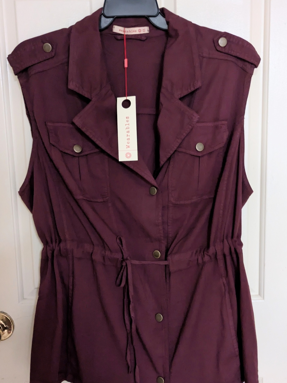 Wearables Jodie Utility Jacket Vest Drawstring Waist Plum Women's 1X NWT - Picture 2 of 8